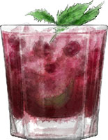Cherry mojito illustration for cocktail recipe