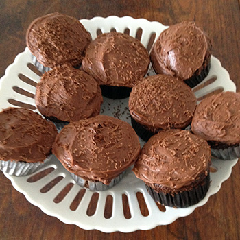 Chocolate cupcakes with brown butter frosting