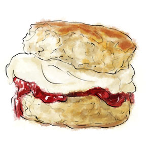 Scone with jam and cream