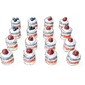 Flag Cakes Square for 4th July
