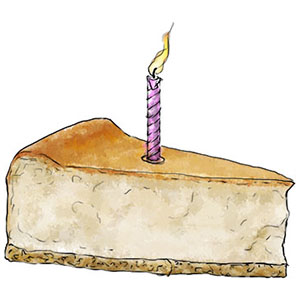 Birthday cheesecake illustration for baked cheesecake recipe